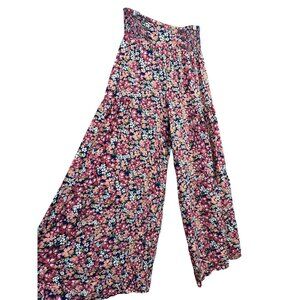 Patrons Of Peace Floral Wide Leg Smocked Waist Pants Small